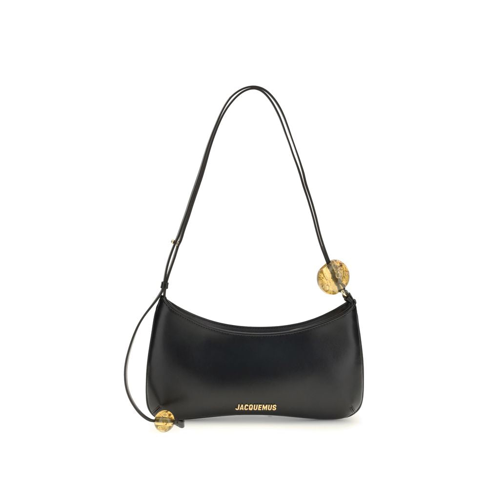 Jacquemus Black Bisou Perle Large Calf Leather Bos Taurus Shoulder Bag