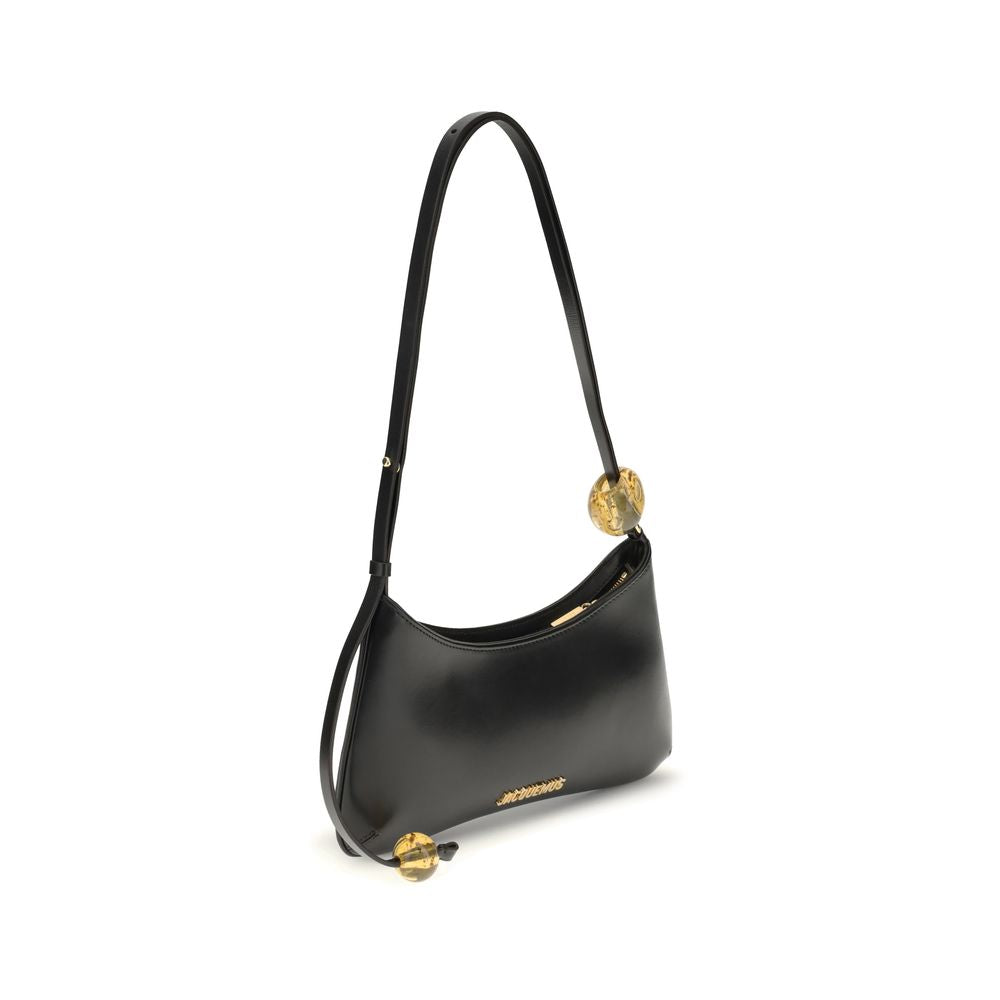 Jacquemus Black Bisou Perle Large Calf Leather Bos Taurus Shoulder Bag