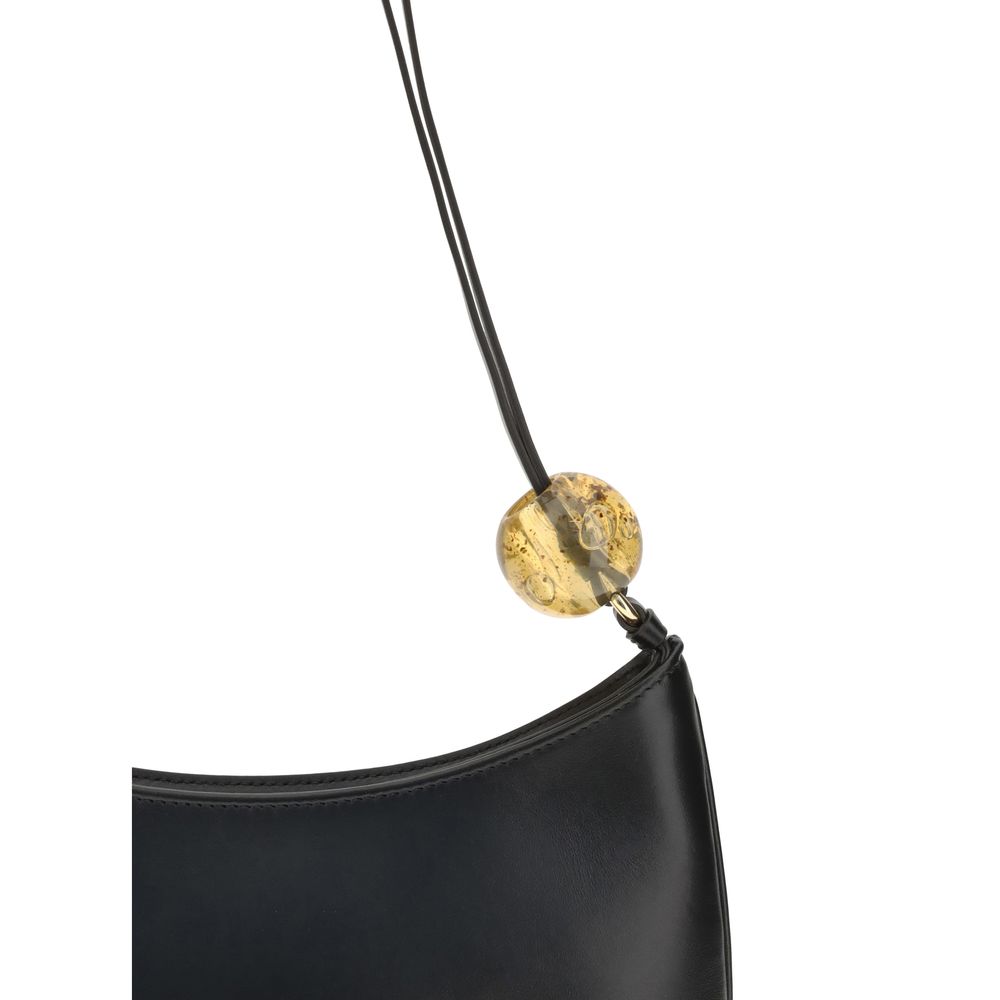 Jacquemus Black Bisou Perle Large Calf Leather Bos Taurus Shoulder Bag