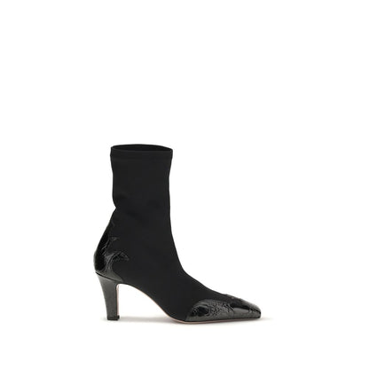 Paris Texas Black Calf Leather Bos Taurus Ankle Boots