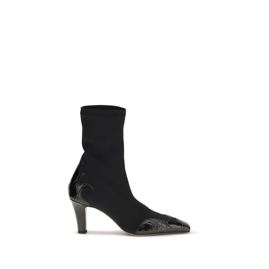 Paris Texas Black Calf Leather Bos Taurus Ankle Boots