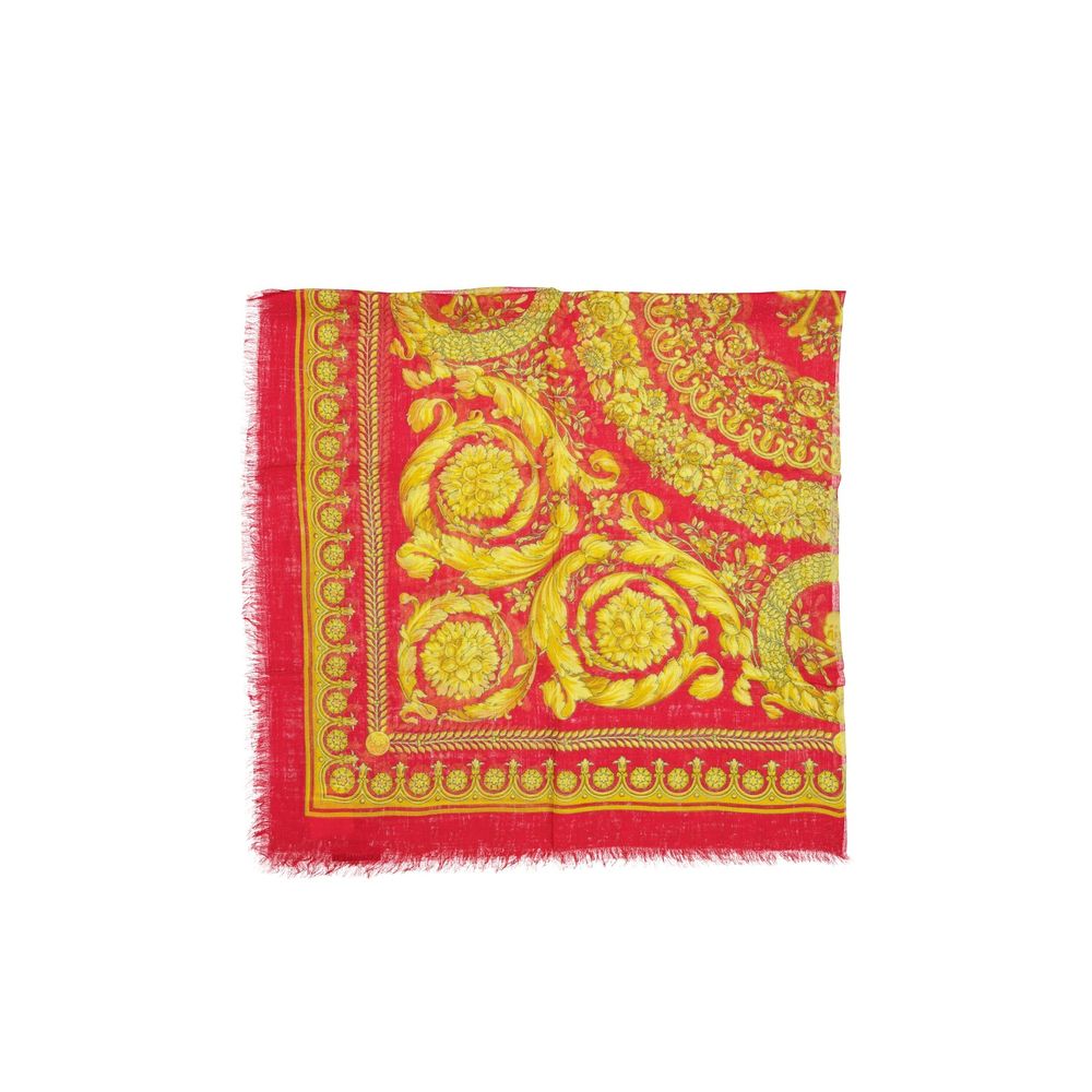 Versace Red & Yellow Baroque Silk Modal Blend Scarf