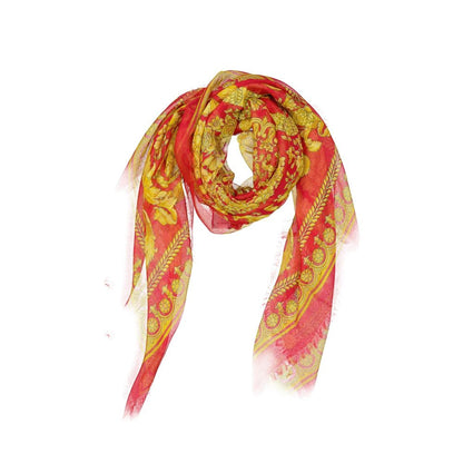 Versace Red & Yellow Baroque Silk Modal Blend Scarf