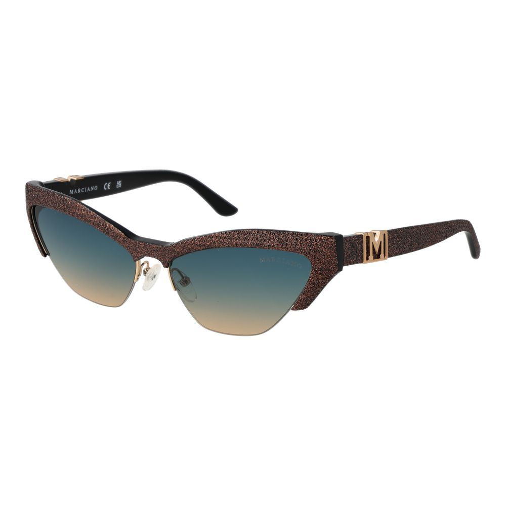 Marciano by Guess Women’s Sunglasses – Black Cat Eye Frame, Blue Lenses