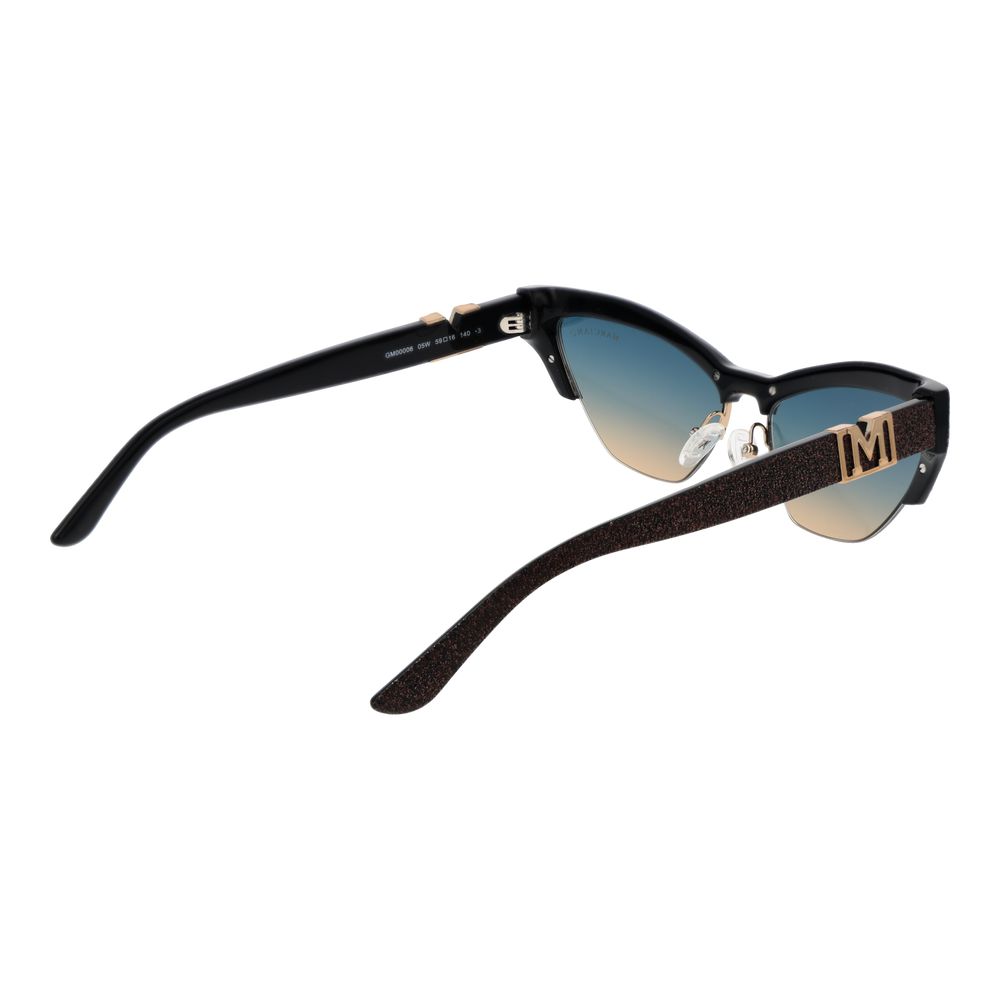 Marciano by Guess Women’s Sunglasses – Black Cat Eye Frame, Blue Lenses
