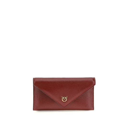 PINKO Bordeaux Calf Leather Love Birds Clutch Bag