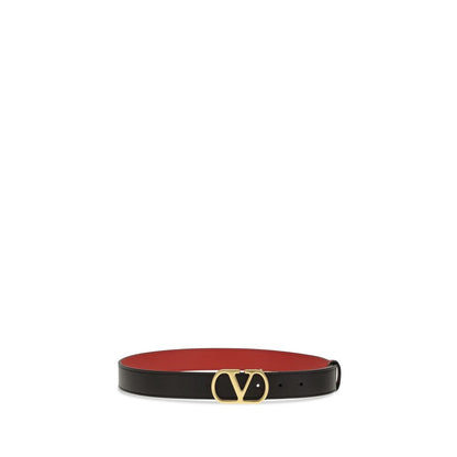 Valentino Garavani Black Calf Leather Bos Taurus Belt - Reversible VLogo Signature