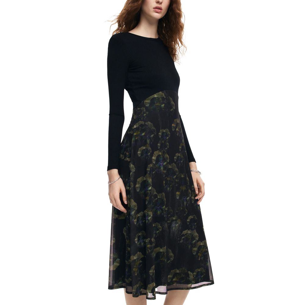 Desigual Black Printed Long Sleeve Casual Dress