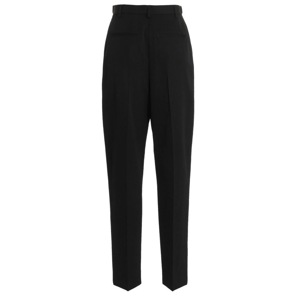Tory Burch Black Polyester Casual Pants - Elegant Wool Twill Design