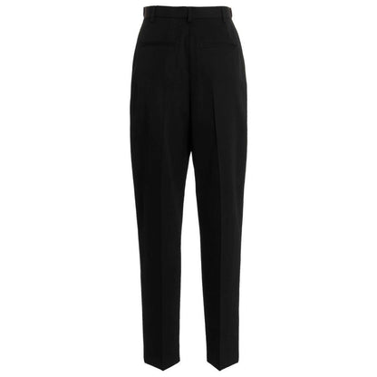 Tory Burch Black Polyester Casual Pants - Elegant Wool Twill Design