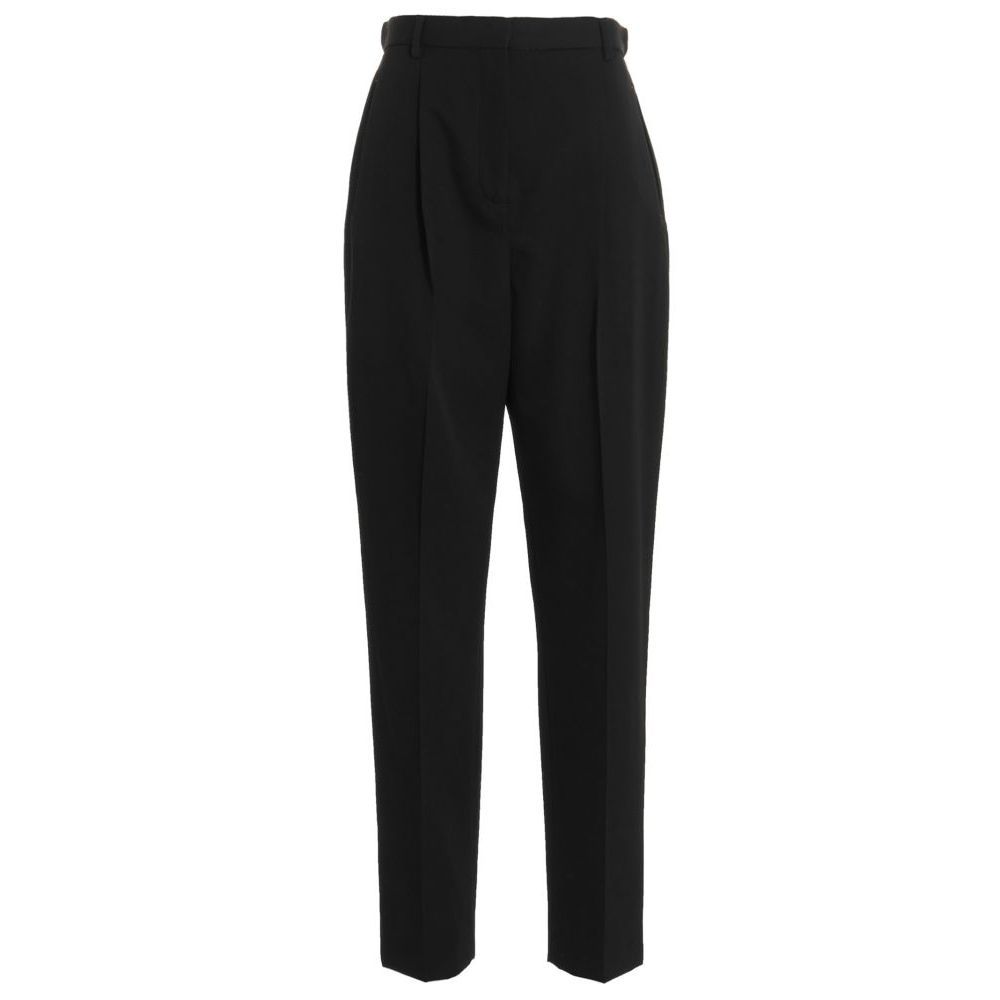 Tory Burch Black Polyester Casual Pants - Elegant Wool Twill Design