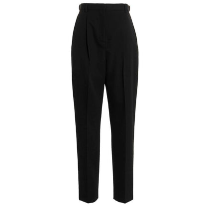 Tory Burch Black Polyester Casual Pants - Elegant Wool Twill Design