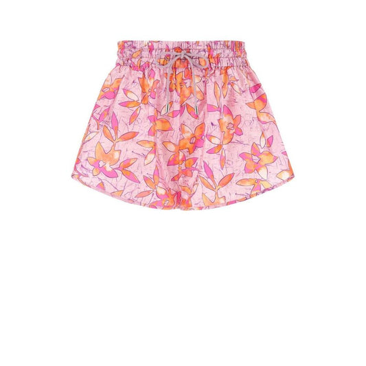 Isabel Marant Lysmee Pink & Orange Floral Print Silk Blend Shorts