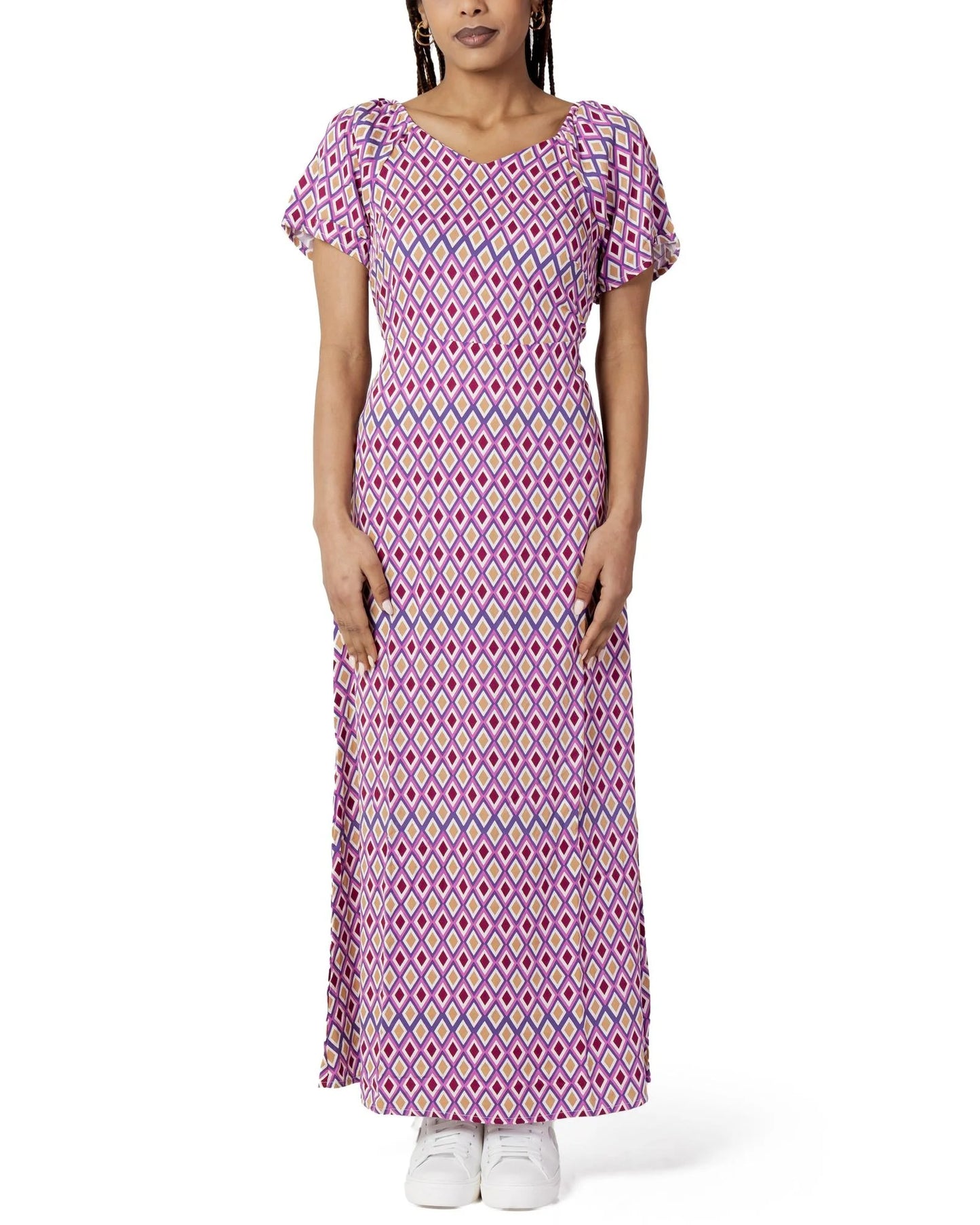 Only Pink Geo Pattern Maxi Casual Dress
