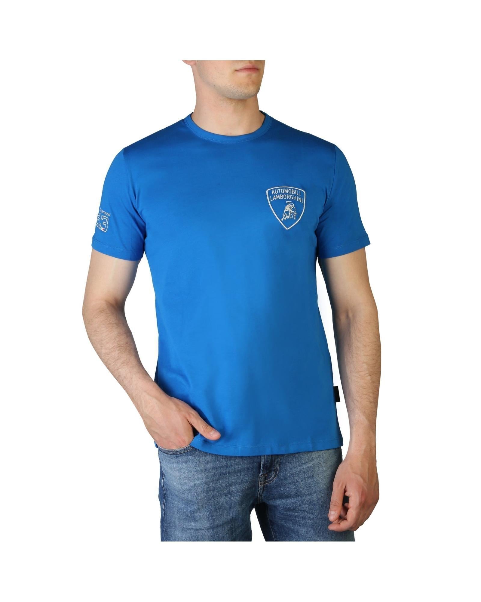 Lamborghini Blue Cotton T-Shirt – Luxurious Comfort and Style