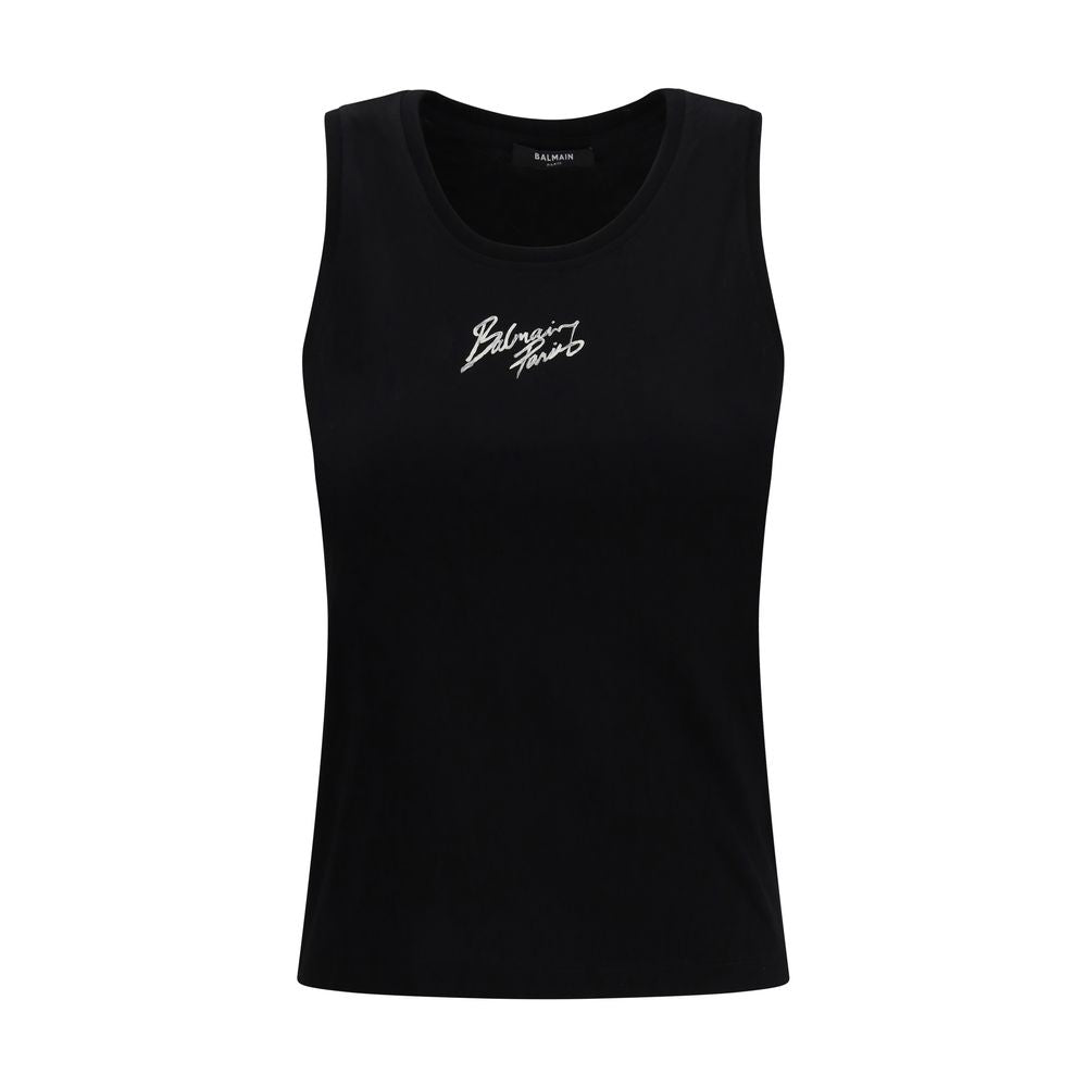 Balmain Black Cotton Tank Top – Effortless Luxe