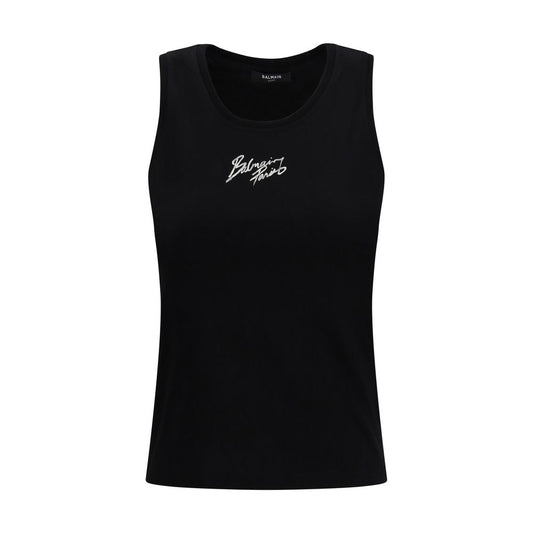 Balmain Black Cotton Tank Top – Effortless Luxe