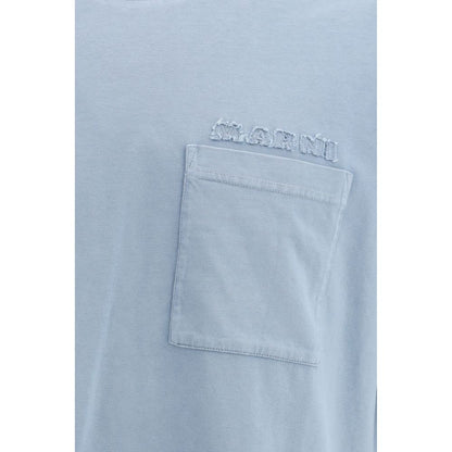 Marni Light Blue Cotton T-Shirt with Chest Pocket