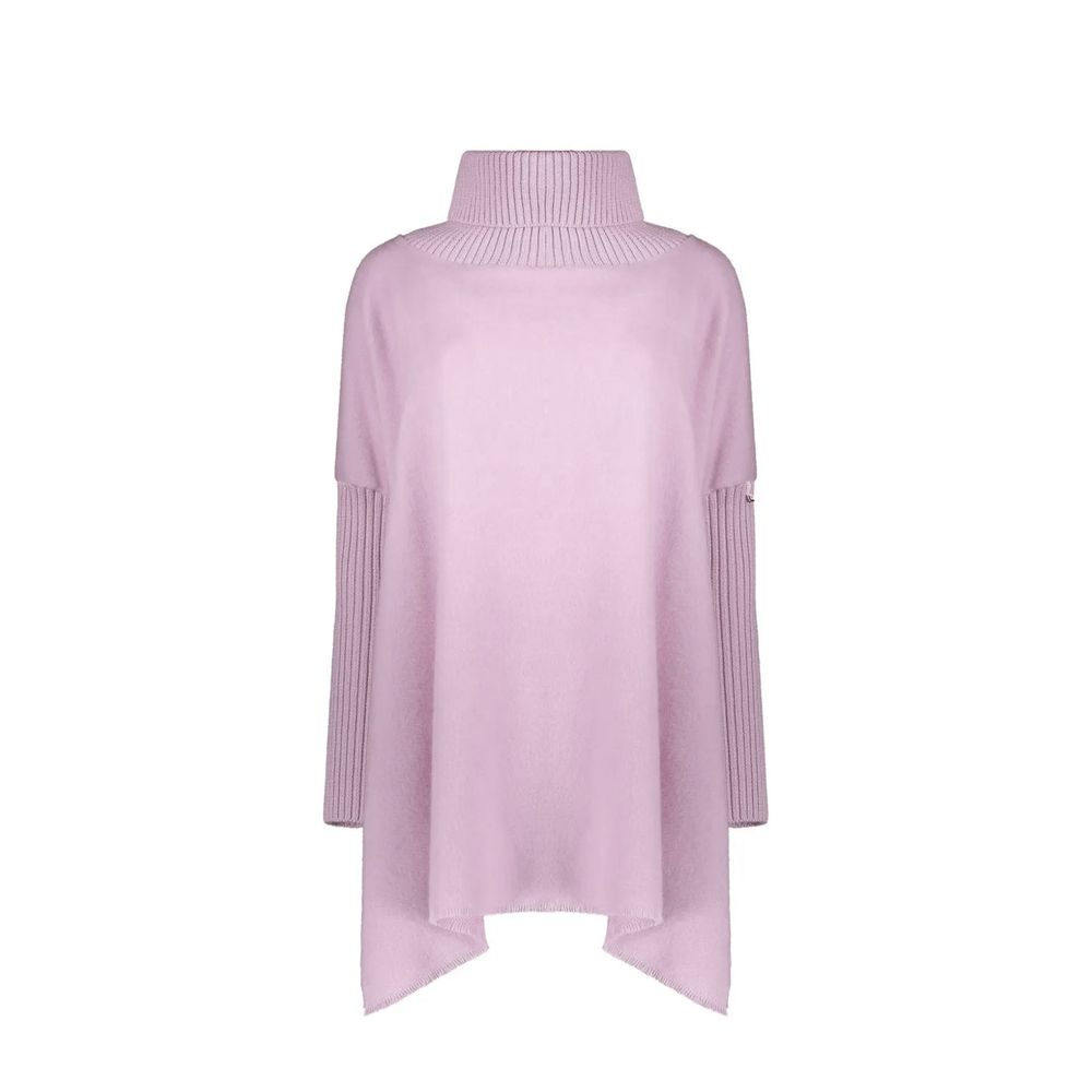 Herno Purple Virgin Wool Poncho for Women