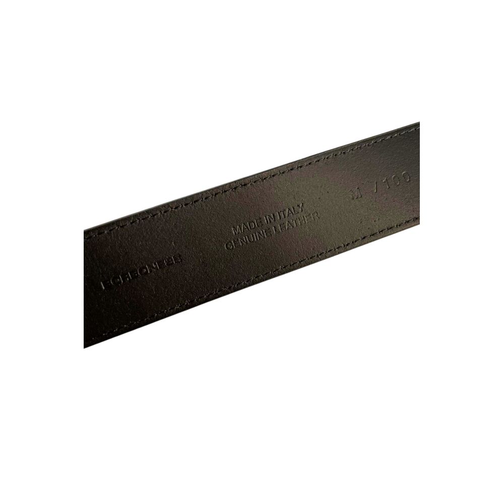 Borbonese Black Leather Red Buckle Belt for Men