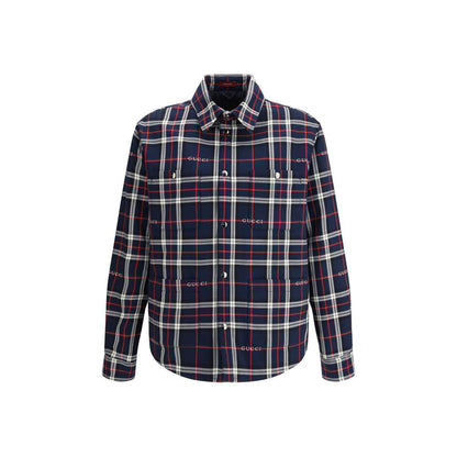 Gucci Blue Cotton Tartan Jacquard Shirt Jacket