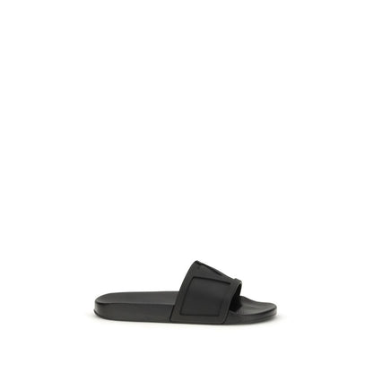 Valentino Garavani Black Rubber Sandals: Viva Superstar Collection