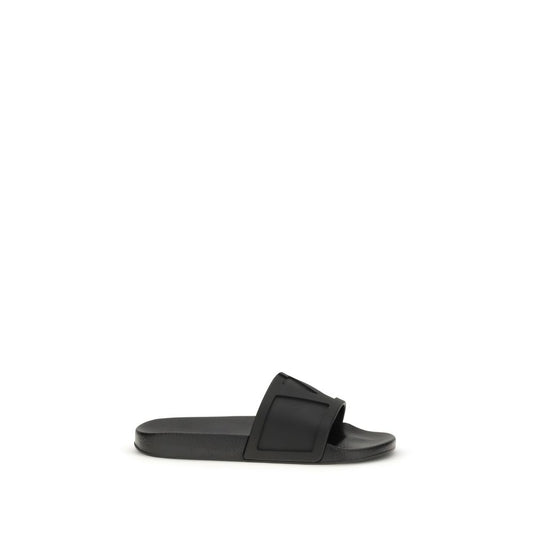 Valentino Garavani Black Rubber Sandals: Viva Superstar Collection