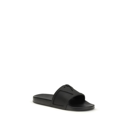 Valentino Garavani Black Rubber Sandals: Viva Superstar Collection