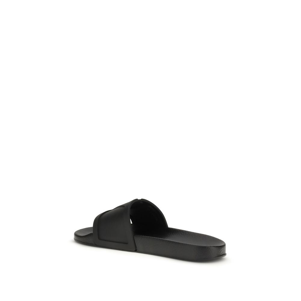 Valentino Garavani Black Rubber Sandals: Viva Superstar Collection