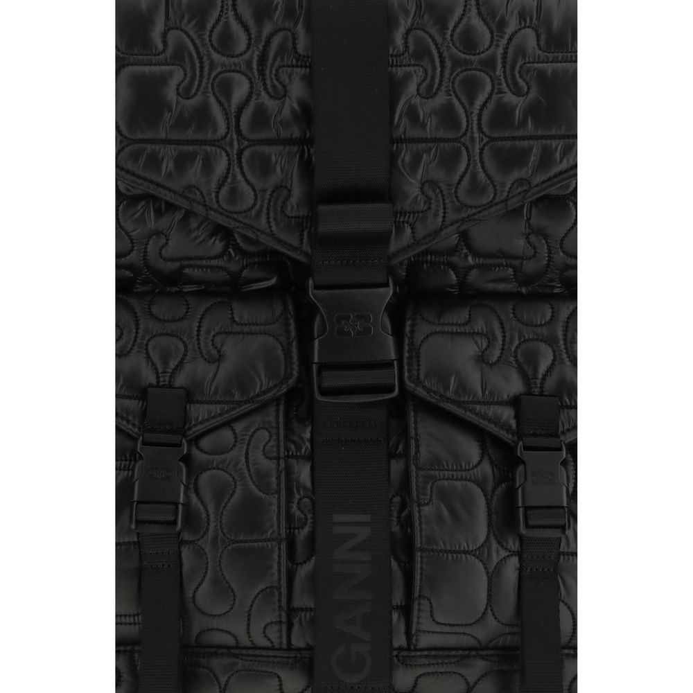 Ganni Black Recycled Polyamide Backpack - RE-TECH QUILTED BACKPACK