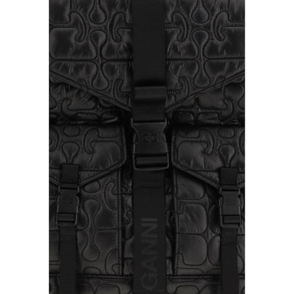 Ganni Black Recycled Polyamide Backpack - RE-TECH QUILTED BACKPACK
