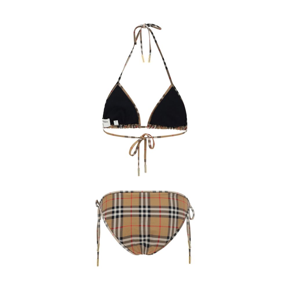 Burberry Brown Check Triangle Bikini Swimsuit