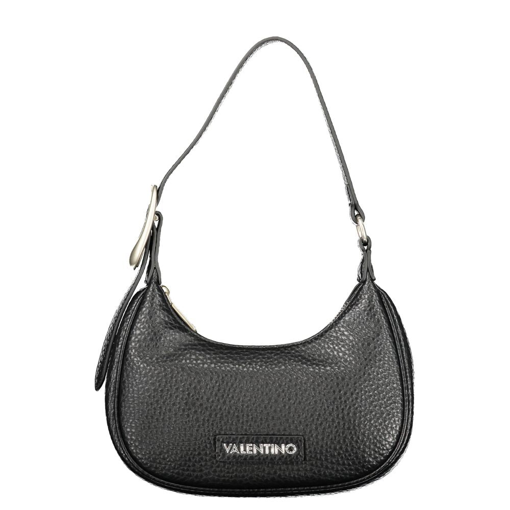 Mario Valentino Black Leather Shoulder Bag with Gold Hardware