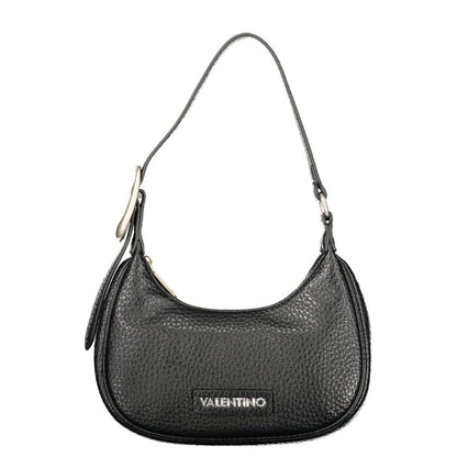 Mario Valentino Black Leather Shoulder Bag with Gold Hardware