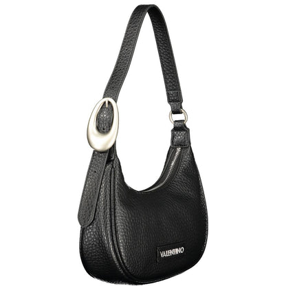 Mario Valentino Black Leather Shoulder Bag with Gold Hardware