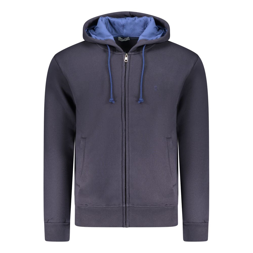 COVERI MOVING Blue Cotton Men's Hooded Sweatshirt