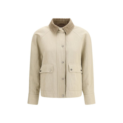 Brunello Cucinelli Beige Cotton-Linen Canvas Jacket