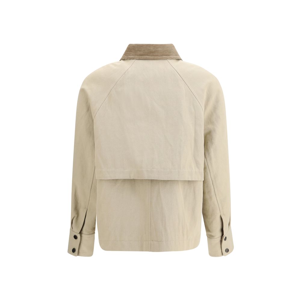 Brunello Cucinelli Beige Cotton-Linen Canvas Jacket