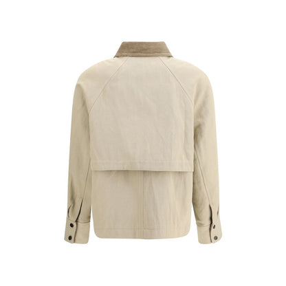 Brunello Cucinelli Beige Cotton-Linen Canvas Jacket