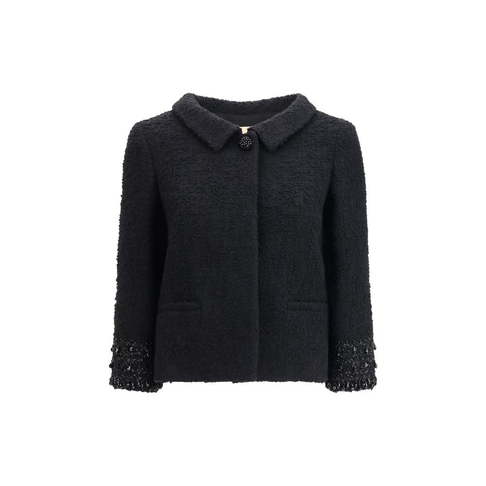Valentino Garavani Black Fleece Wool Coat