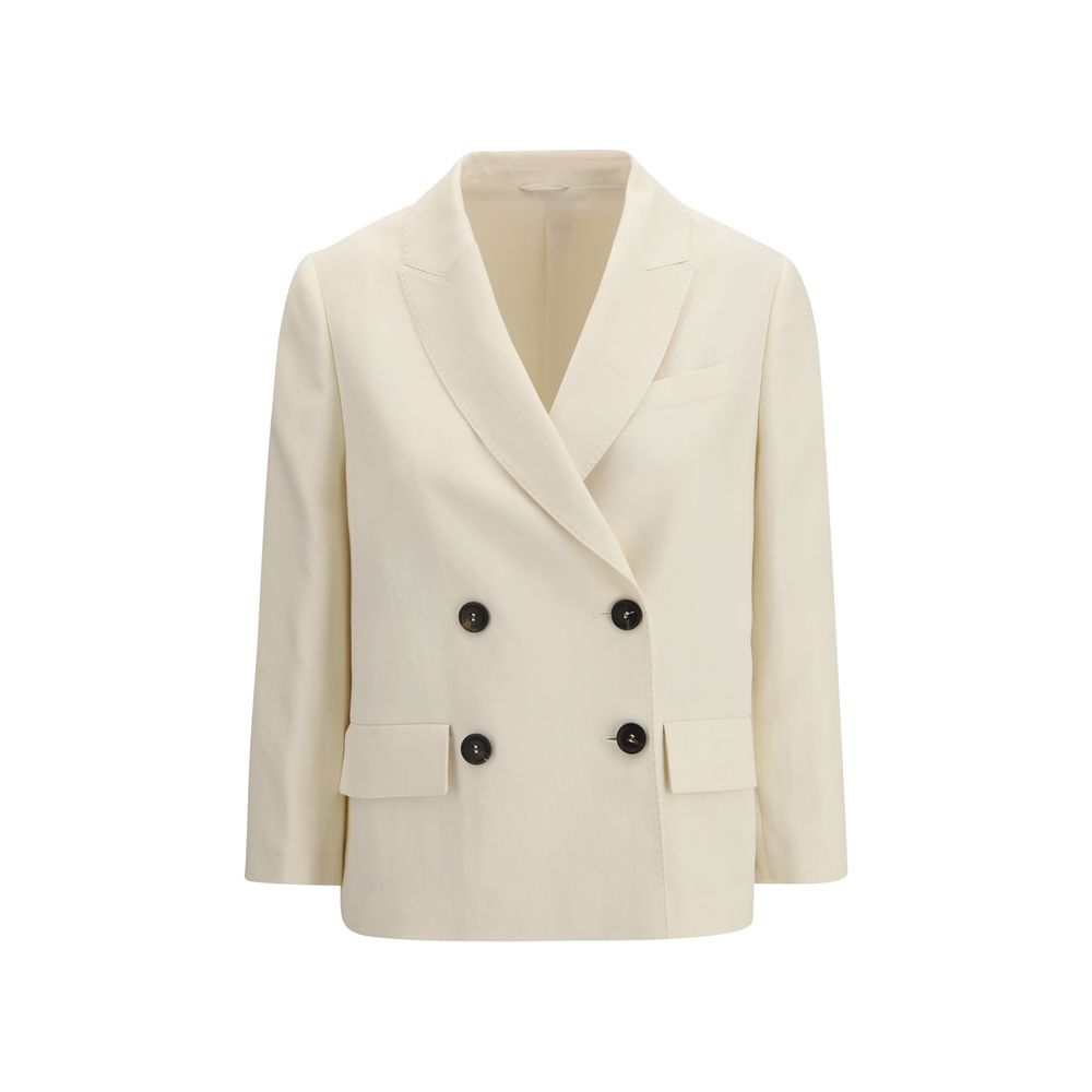Brunello Cucinelli Fluid Twill Jacket in Beige Viscose