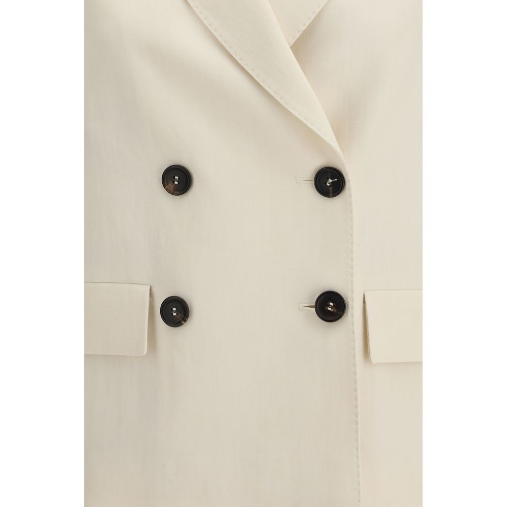 Brunello Cucinelli Fluid Twill Jacket in Beige Viscose