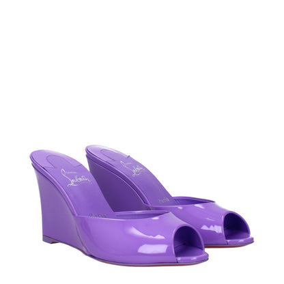 Christian Louboutin Purple Leather Me Dolly Zeppa Wedge Sandals