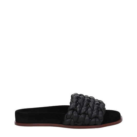 Chloé Black Braided Leather Kacey Slip-On Flat Sandals