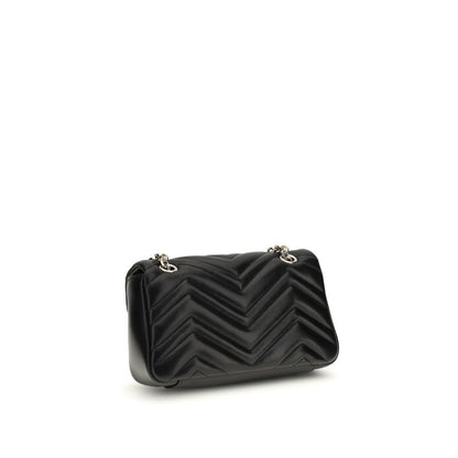 Gucci Black Calf Leather Bos Taurus GG Marmont Shoulder Bag