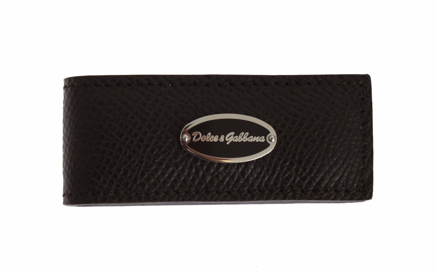 Dolce & Gabbana Brown Leather Magnetic Money Bar Clasp Cash Clip