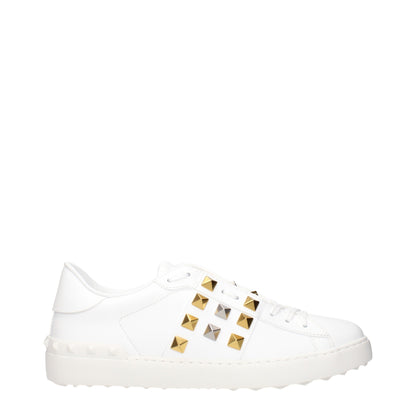 Valentino Garavani White Leather Low Top Sneakers with Studs