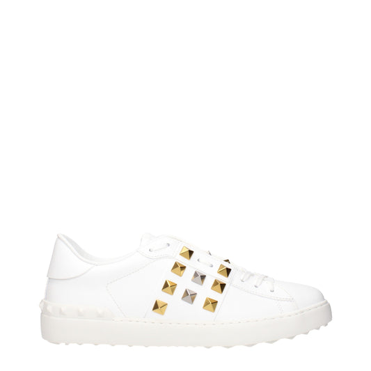 Valentino Garavani White Leather Low Top Sneakers with Studs