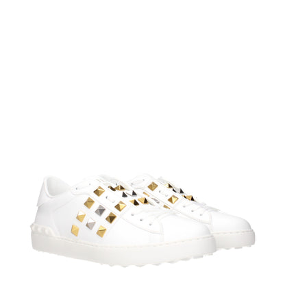Valentino Garavani White Leather Low Top Sneakers with Studs