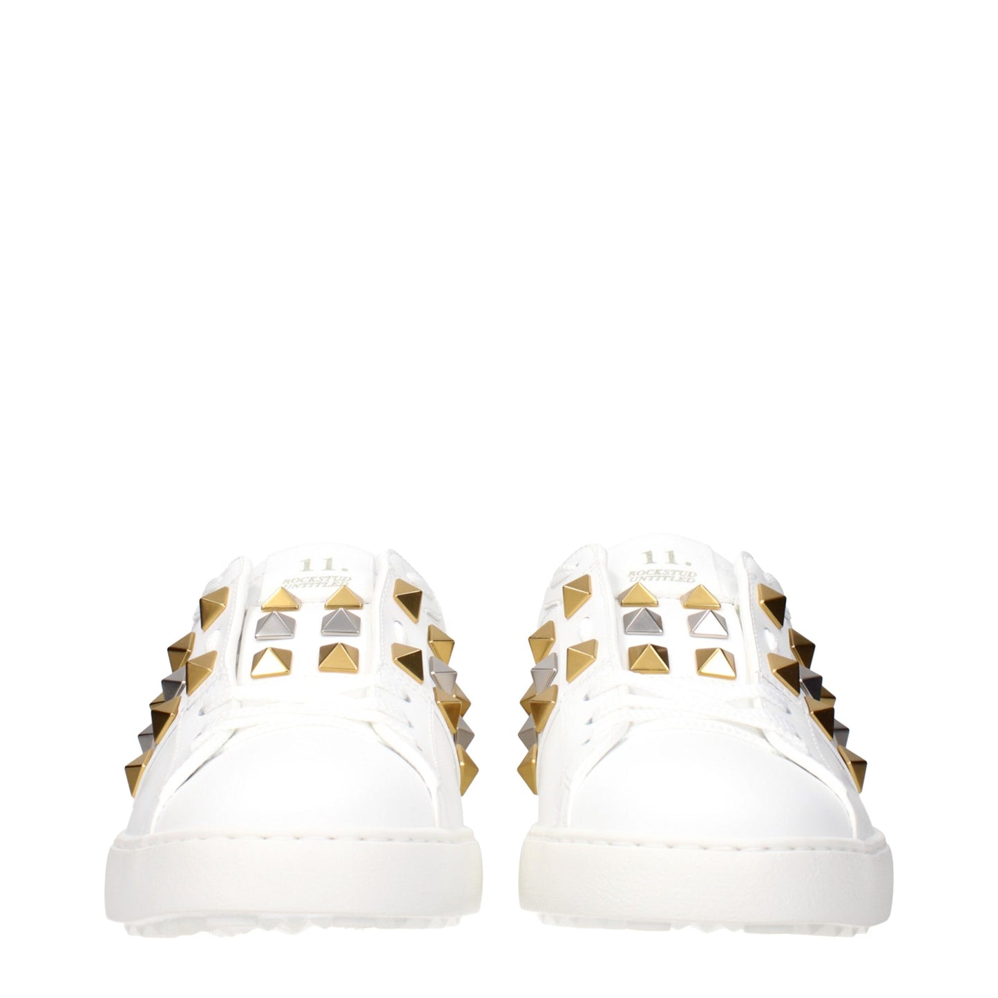 Valentino Garavani White Leather Low Top Sneakers with Studs